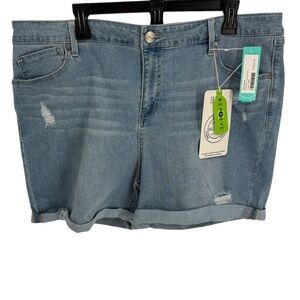 1822 Denim Danielle 5” Light Blue Wash Denim High Rise Shorts Size 20W Women NWT